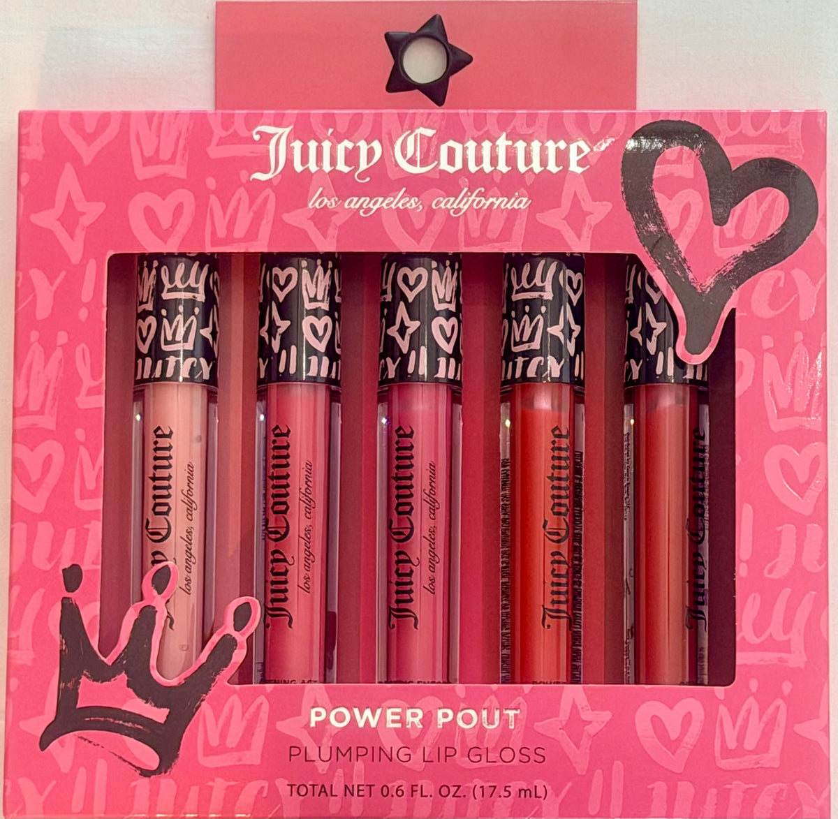 Juicy Couture Power Pout Plumping Lip Gloss Set 6pc Pink New Sealed